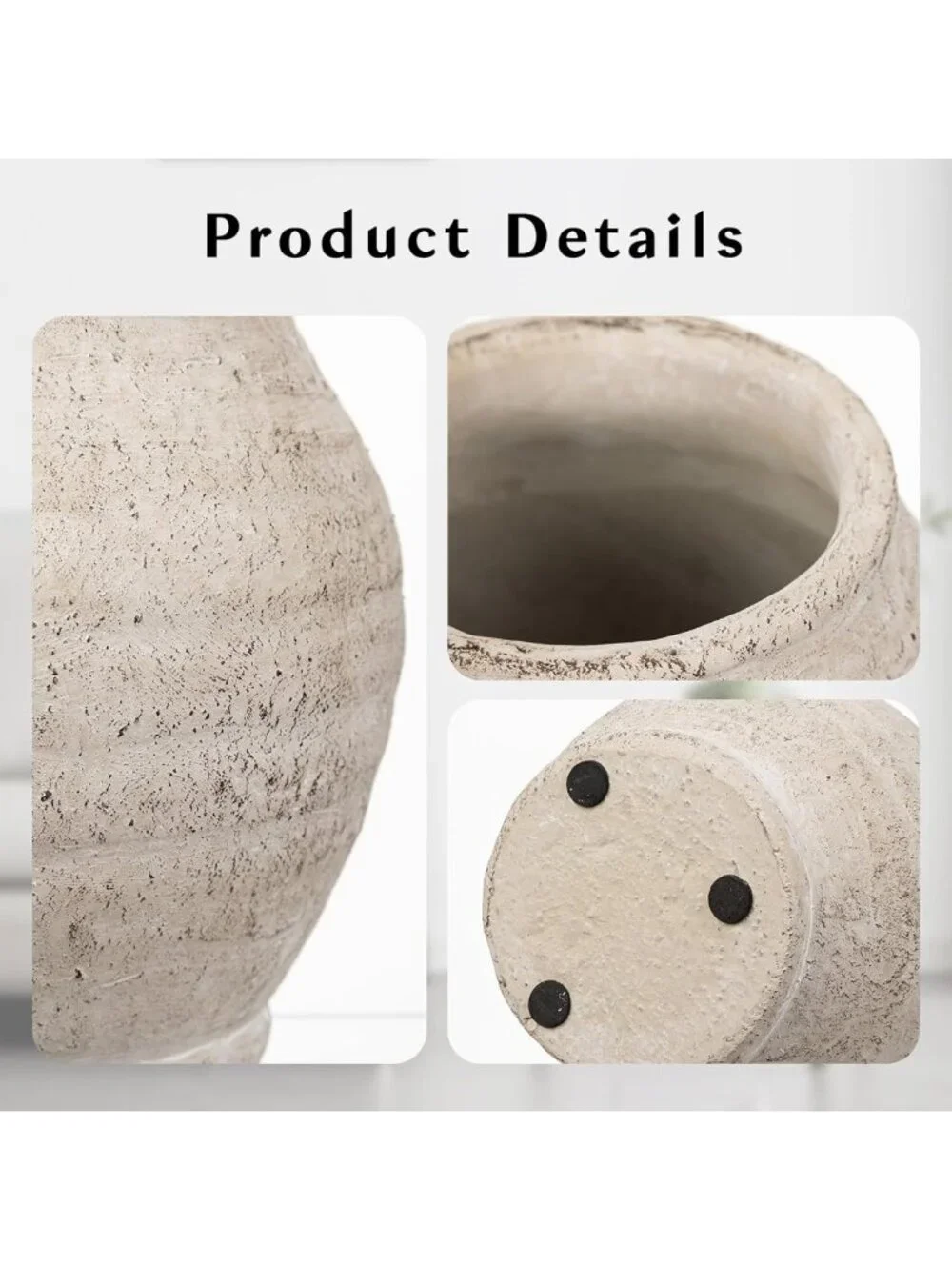 Rustic Vintage Ceramic Pottery Vase - 6.1'' Farmhouse Decor, Distressed Texture